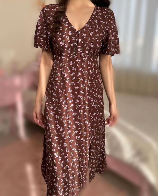 پیراهن دشت شقایق قهوه ای🎻🌸