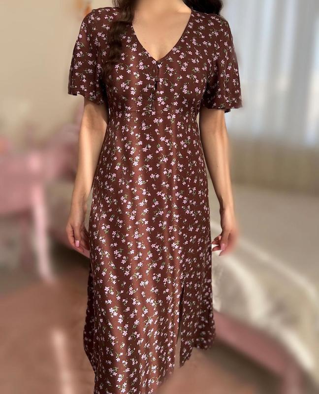 پیراهن دشت شقایق قهوه ای🎻🌸