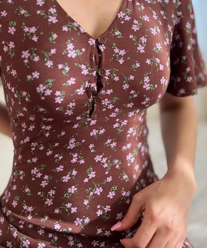 پیراهن دشت شقایق قهوه ای🎻🌸