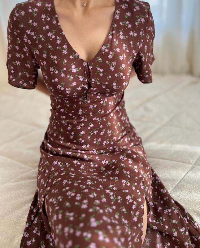 پیراهن دشت شقایق قهوه ای🎻🌸