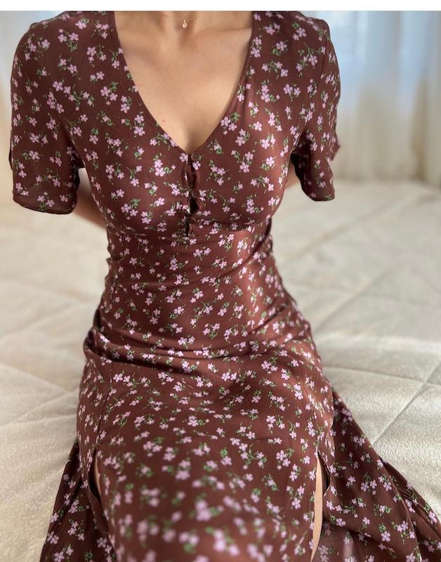 پیراهن دشت شقایق قهوه ای🎻🌸