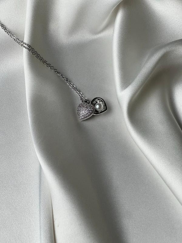 گردنبند قلب با نگین مروارید