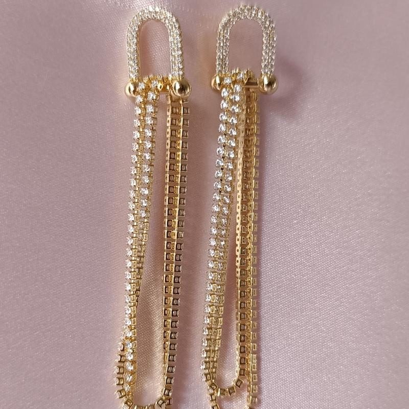 گوشواره طرح سواروسکی طلایی