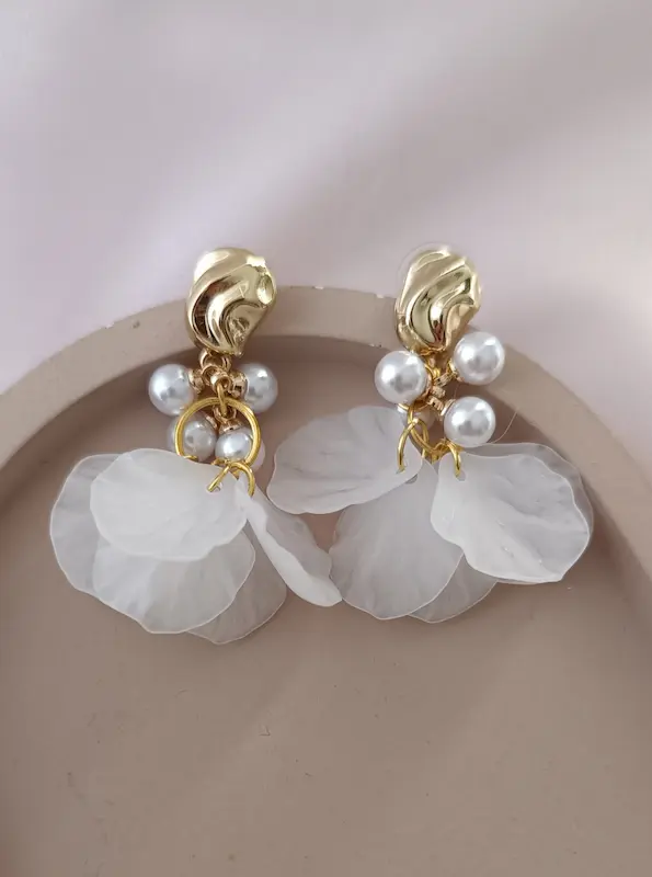 گوشواره صدف و مروارید آویزی