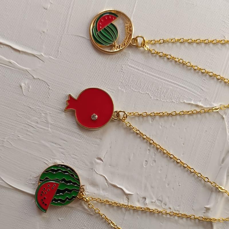 گردنبند  پلاک هندوانه و انار