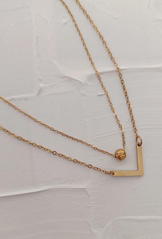 گردنبند دو ردیفه مثلث و گوی