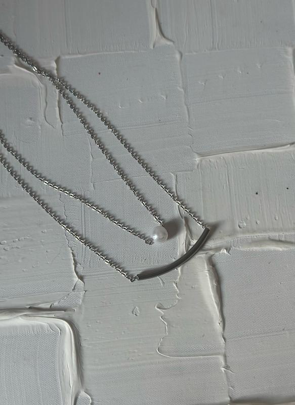 گردنبند دو ردیفه مروارید و خط