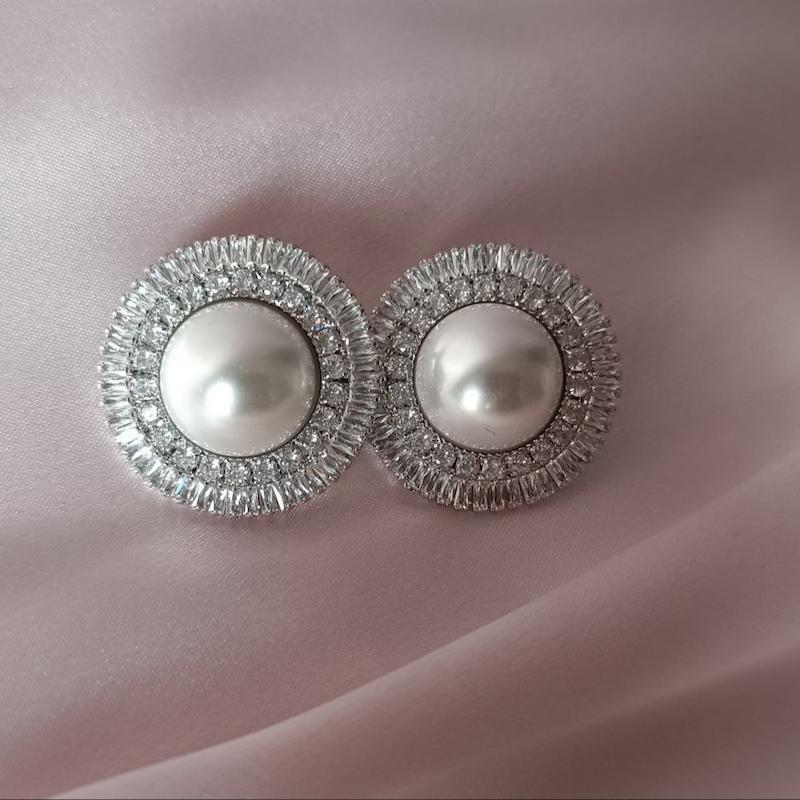 گوشواره نقره‌ای مرواریدی