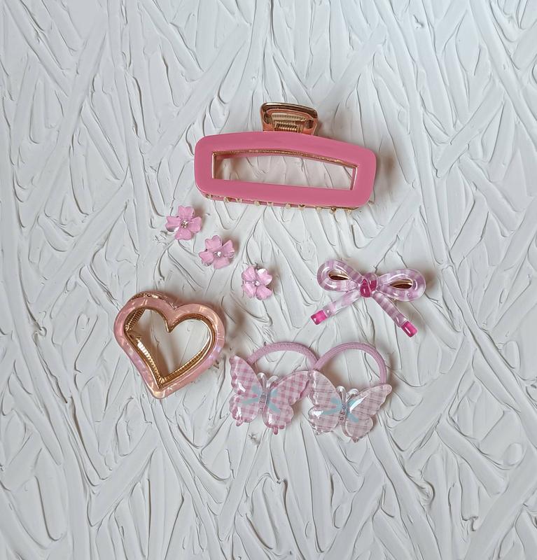 ست کلیپس صورتی ۸ تیکه