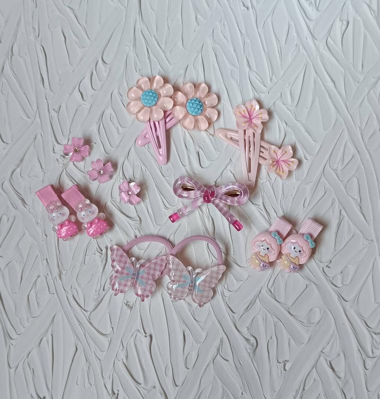 ست گل‌سر و کش صورتی ۱۴ تیکه