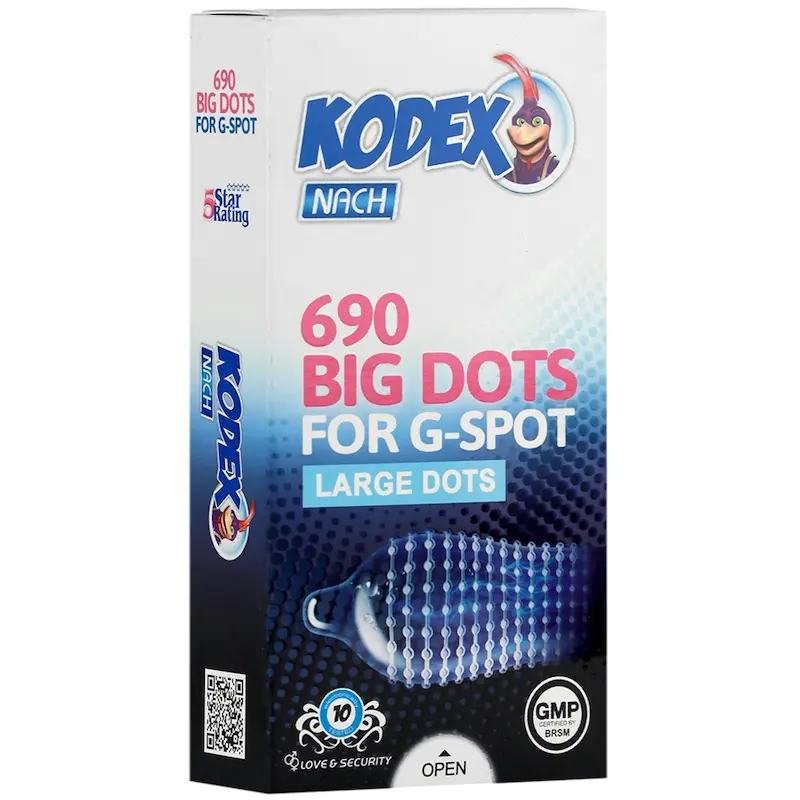کاندوم ناچ کدکس مدل BIG DOTS، بسته 10 عددی