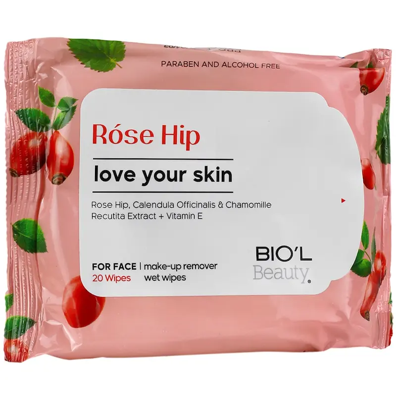 دستمال مرطوب صورت بیول  Rose Hip ، مناسب پوست های مختلط و همه پوست ها، بسته 20 عددی