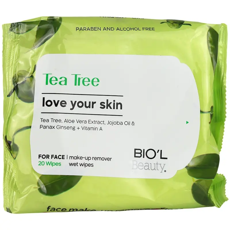دستمال مرطوب صورت بیول  Tea Tree ، مناسب پوست های چرب، بسته 20 عددی