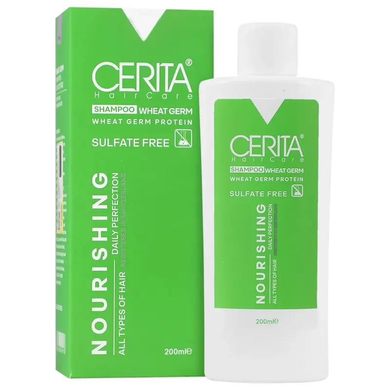 شامپو پروتئین جوانه گندم سریتا NOURISHING، بدون سولفات، تقویت کننده مو، مناسب انواع مو، حجم 200 میلی لیتر