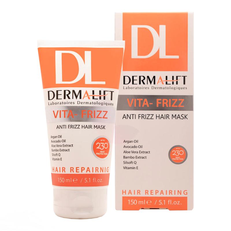 ماسک مو درمالیفت VITA- FRIZZ، با آبکشی، مناسب موهای وزدار، حجم 150 میلی لیتر