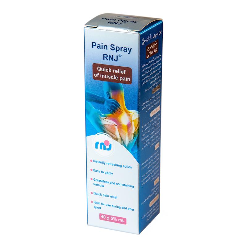 اسپری ضد درد آر اِن جی Pain Spray-rnj، تسکین سریع درد عضلانی، برطرف کننده اسپاسم، حجم 40 میلی لیتر