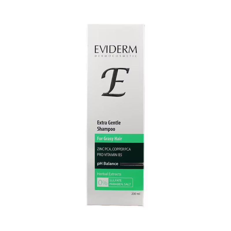 شامپو فوق ملایم EVIDERM، مناسب موهای چرب، حجم 200 میلی لیتر