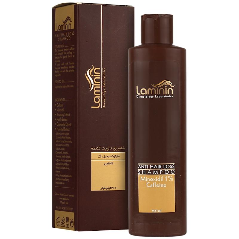 شامپو تقویت کننده کافئین لامینین Laminin، ماینوکسیدیل1%، حجم 200 میلی لیتر