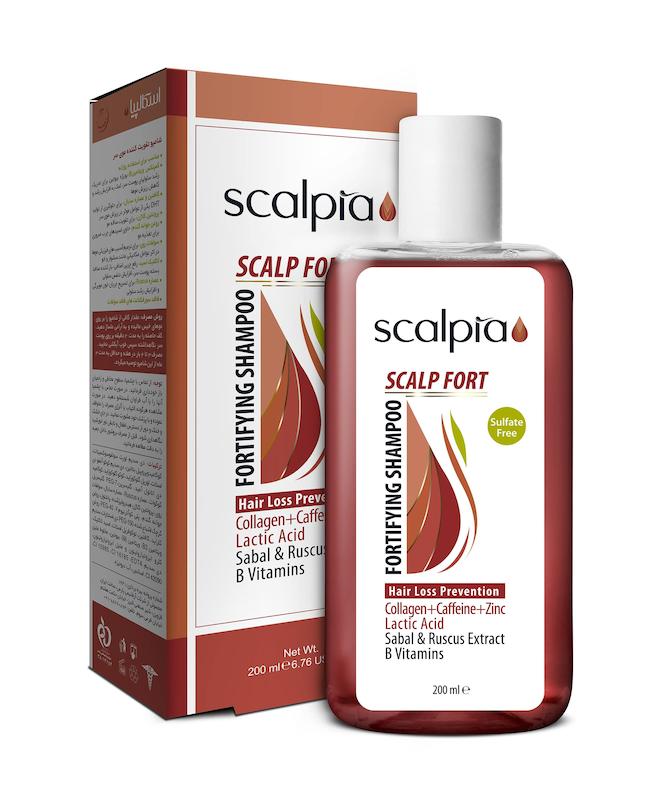 شامپو تقویت کننده اسکالپ فورت scalpia، مناسب انواع مو، حجم 200 میلی لیتر