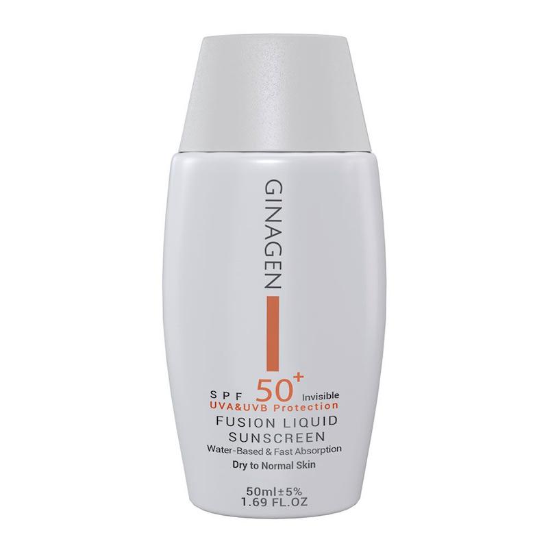 کرم ضدآفتاب ژیناژن GINAGEN +SPF50 ، مناسب پوست خشک و نرمال، بی رنگ50میلی لیتر