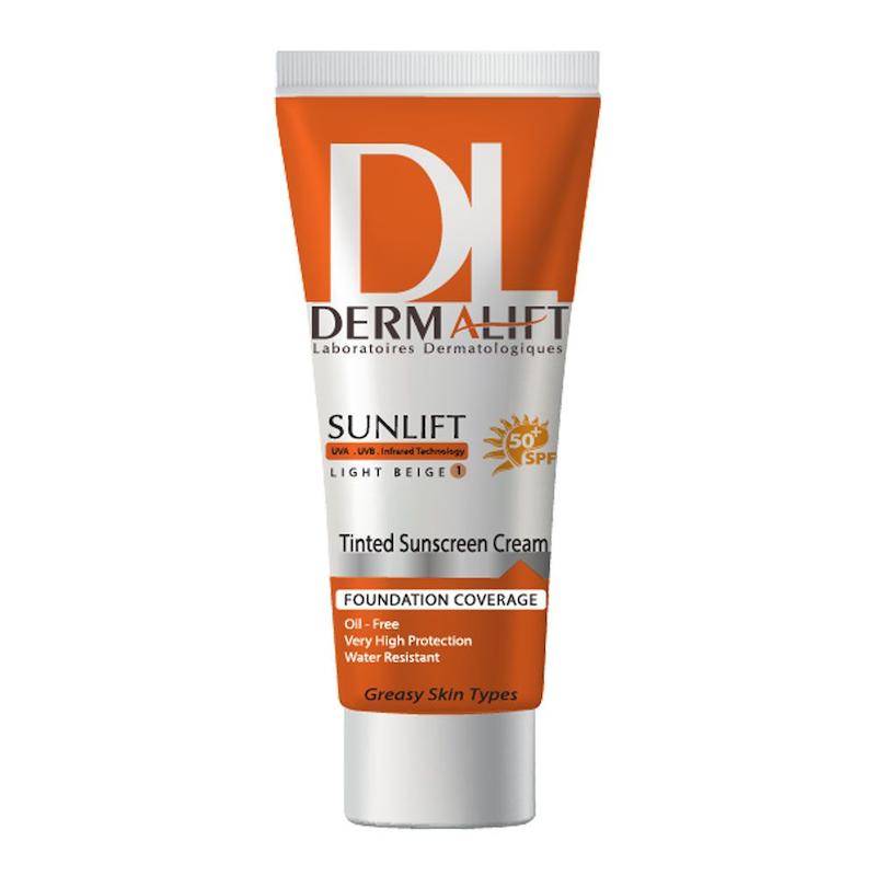 کرم ضدآفتاب رنگی درمالیفت +SUNLIFT SPF50، بژ روشن شماره 1، مناسب پوست چرب و مختلط، حجم 40 میلی لیتر