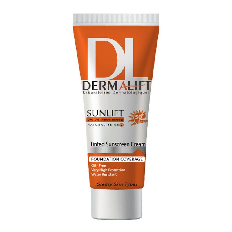کرم ضدآفتاب درمالیفت - +SPF50 - بژ طبیعی شماره 2 - مناسب پوست چرب - حجم 40میل