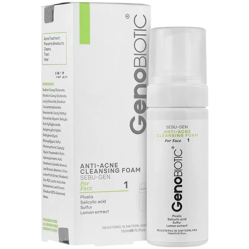 فوم شست وشوی صورت ضد آکنه سبز شماره1 ژنوبایوتیک GenoBiotic 