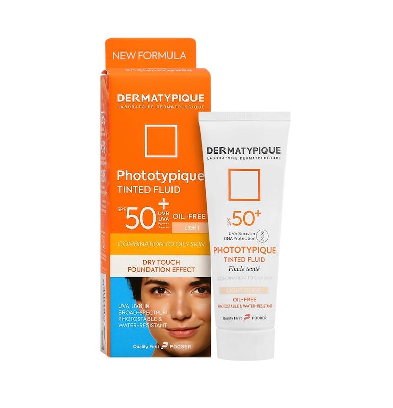 کرم ضد آفتاب رنگی درماتیپیک +SPF50 مدل Phototypique ‌،مناسب برای پوست‌ چرب و مختلط، بژ روشن حجم50میل