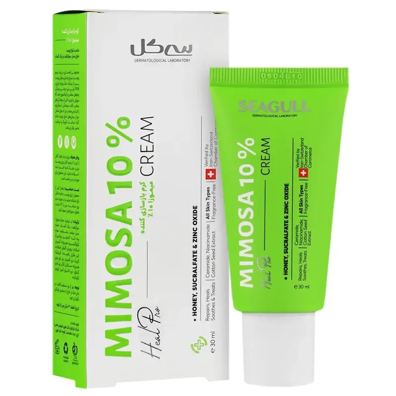 کرم ترمیم کننده سی گل MIMOSA10% ، مناسب انواع پوست، حجم 30 میل