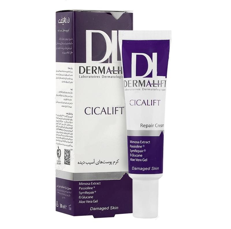 کرم ترمیم کننده پوست صورت درمالیفت CICALIFT ، مناسب پوست‌های آسیب‌دیده، حجم30میل