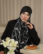 ابریشم ژاکارد مشکی سفید