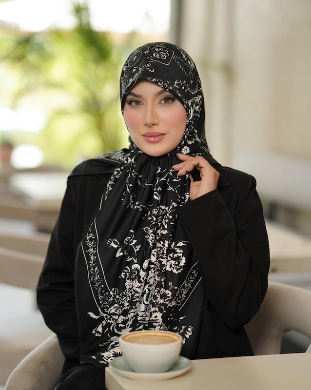 ابریشم ژاکارد مشکی سفید