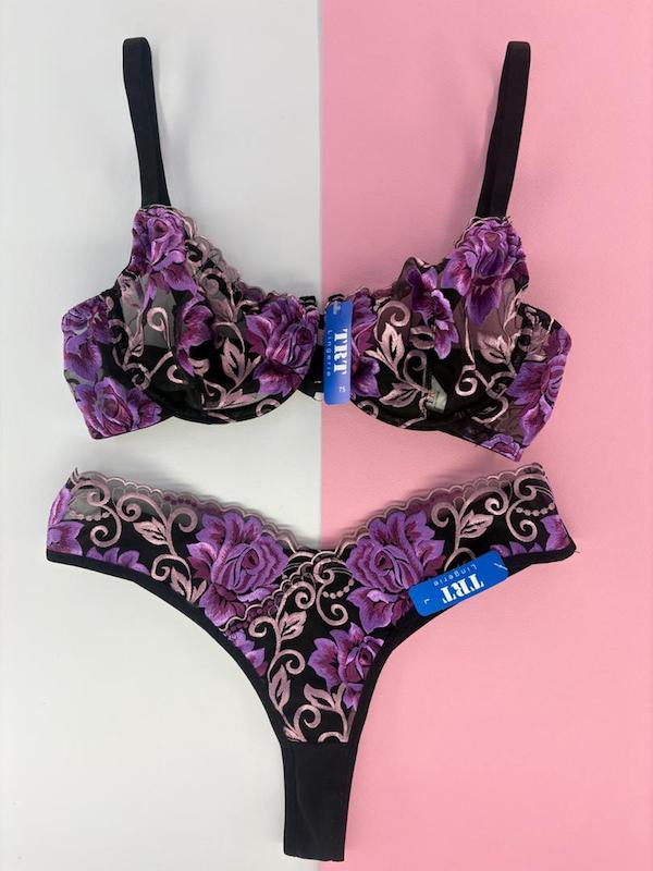 ست دانتل فنردار گل بنفش