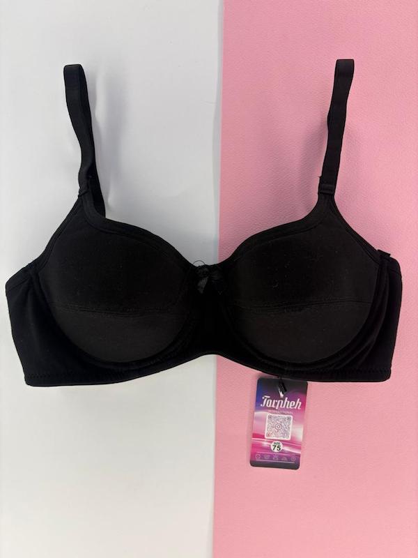 سوتین تک  نخی فنردار مشکی ساده