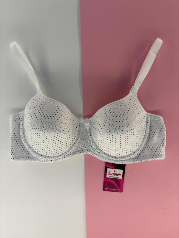 سوتین تک  نخی فنردار سفید خال خالی