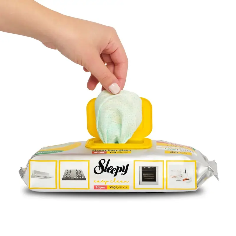 دستمال مرطوب سطوح اسلیپی Sleppy چربی زدا 30 عددی