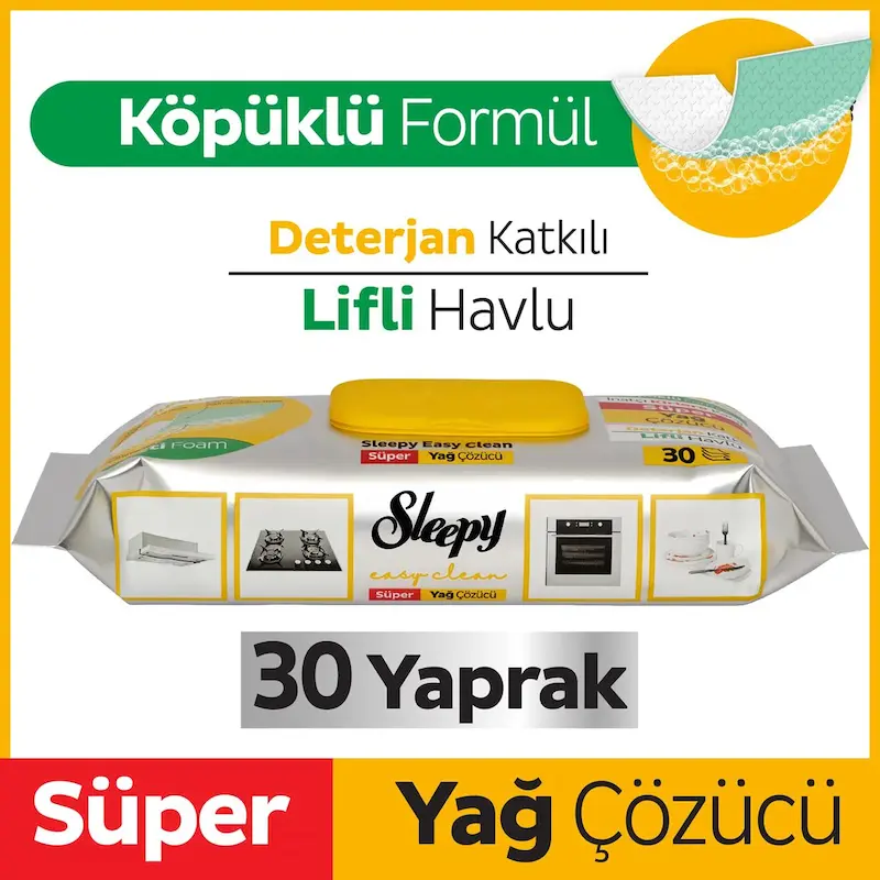 دستمال مرطوب سطوح اسلیپی Sleppy چربی زدا 30 عددی