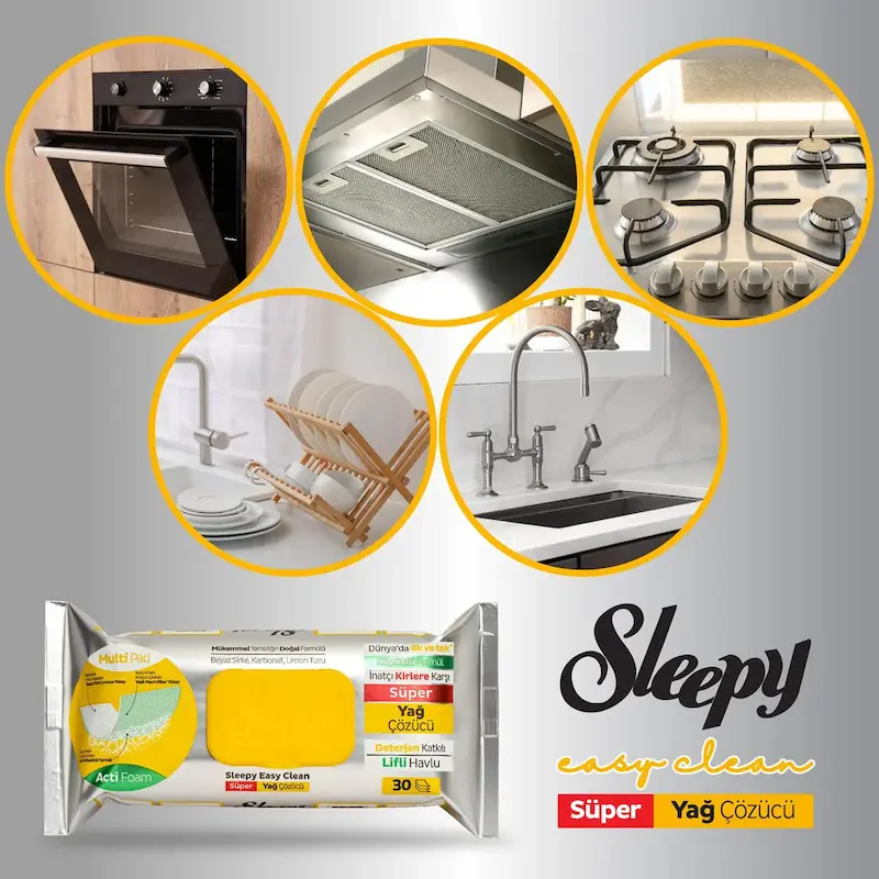 دستمال مرطوب سطوح اسلیپی Sleppy چربی زدا 30 عددی