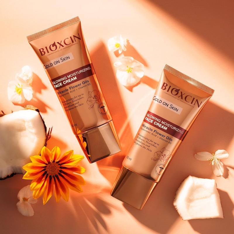 کرم درخشان کننده و مرطوب کننده صورت بیوکسین Bioxcin مدل Gold On Skin 