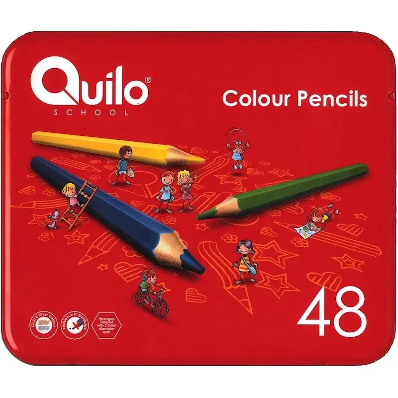 مداد رنگی کویلو 48 رنگ تخت فلزی | Quilo