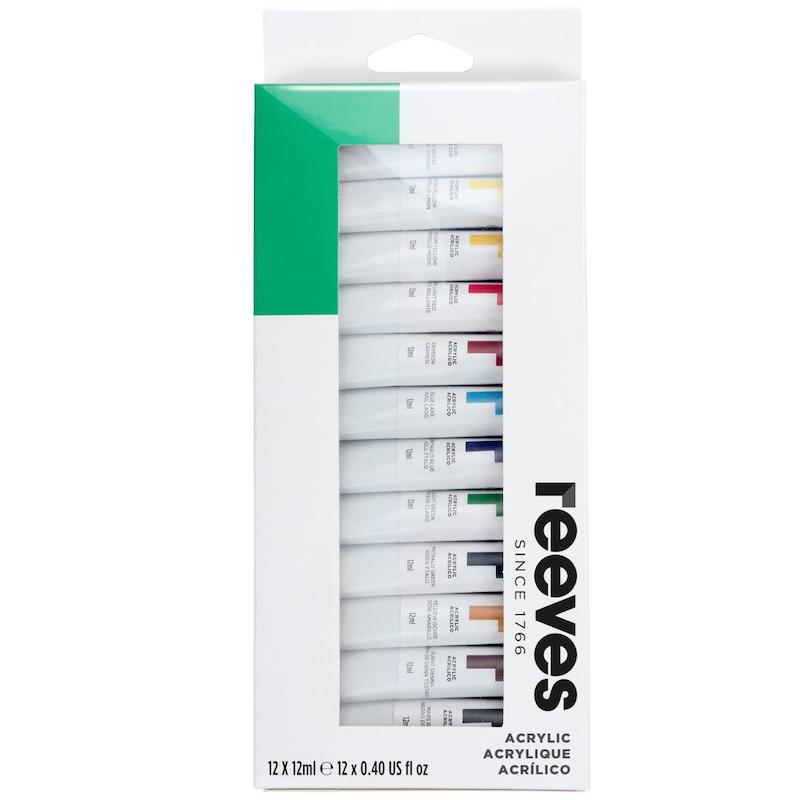 رنگ اکریلیک ریوز 12 رنگ 12 میل | Reeves