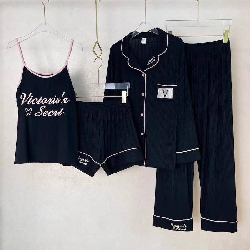 ست 4 تکه لباس خواب Victoria’s Secret _ black