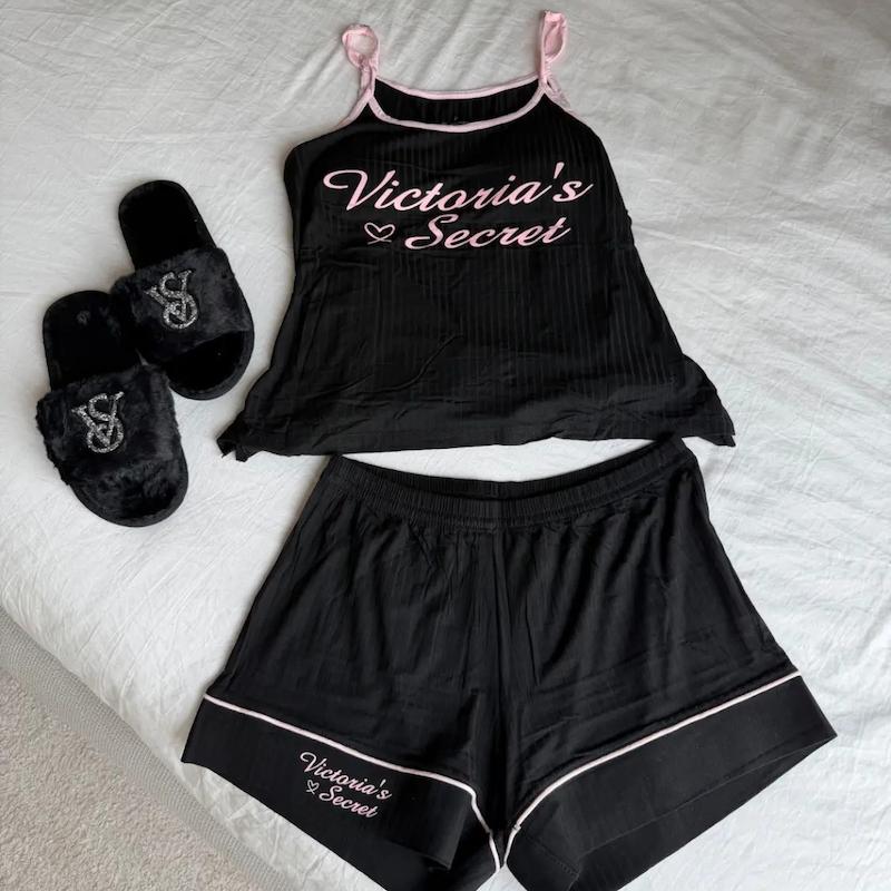 ست 4 تکه لباس خواب Victoria’s Secret _ black