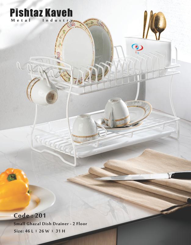 پیشتاز کاوه جا ظرفی غزال 2 طبقه روکشدار سفید