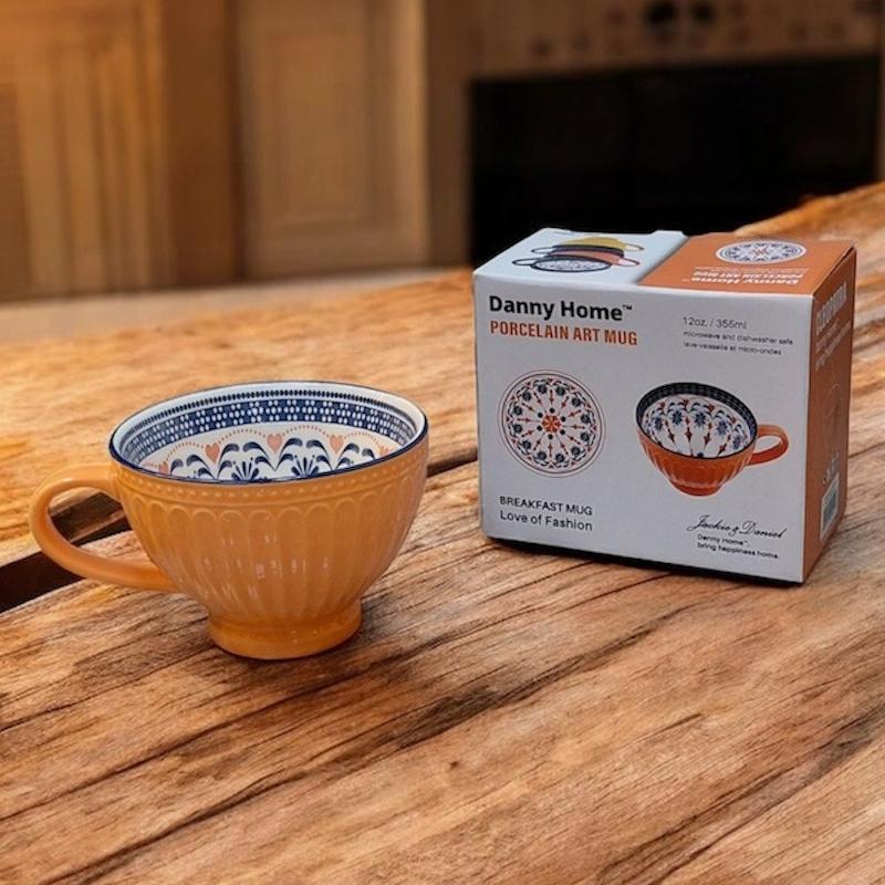 فنجان لته خوری طرح دار رنگی دنی هوم / BA54