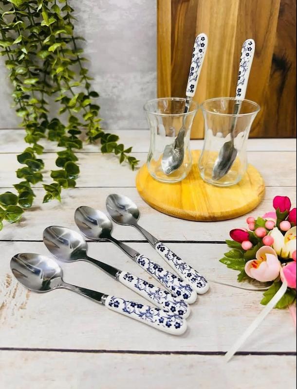 قاشق چای خوری دنی هوم گل سرمه ای / A0214