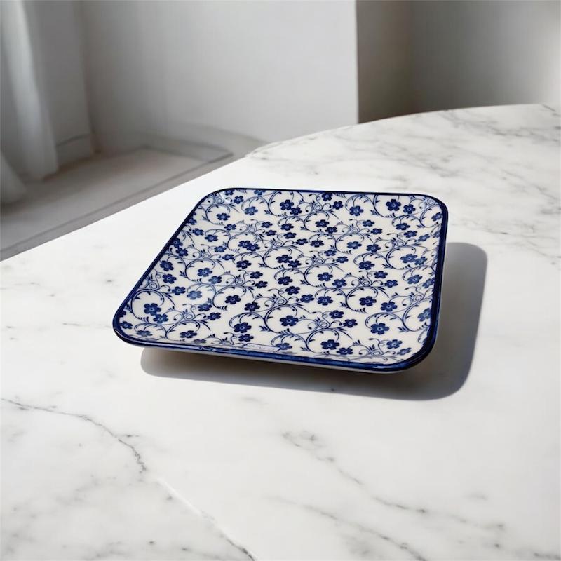 پیش دستی مربع دنی هوم طرح گل سرمه ای / BA31