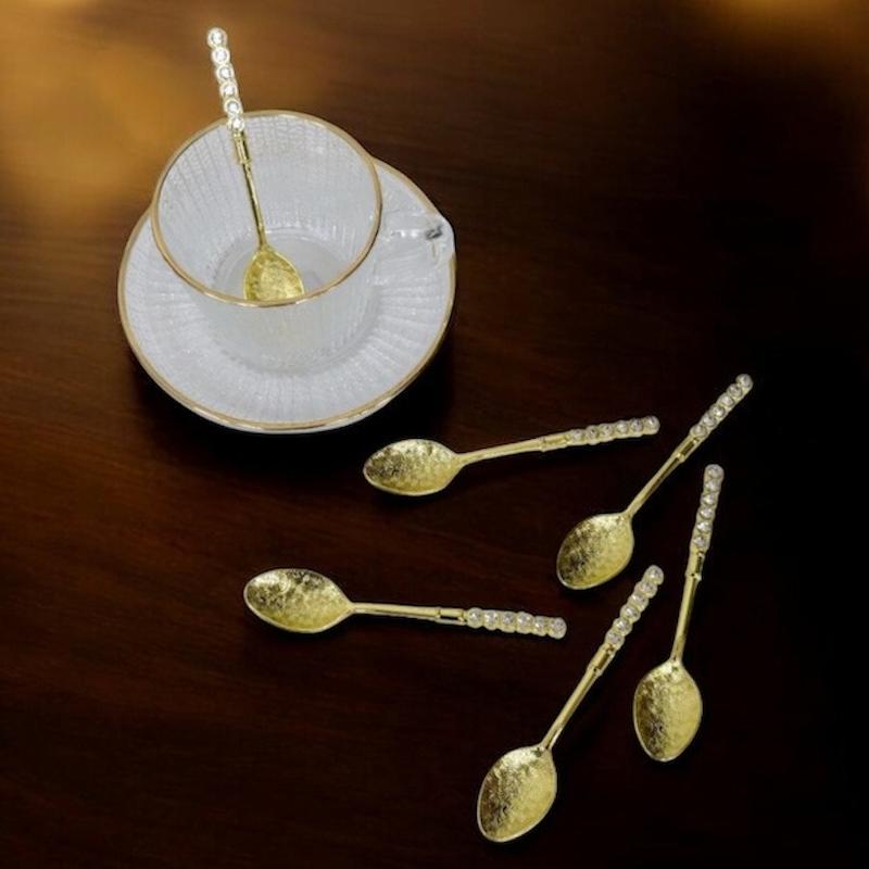 قاشق چای خوری نگین دار در دو رنگ