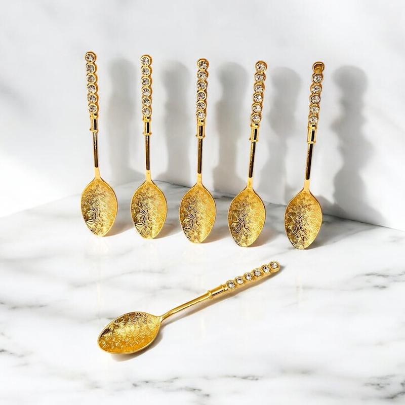 قاشق چای خوری نگین دار در دو رنگ