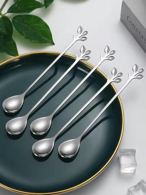 قاشق شربت خوری بلند طرح برگ سیلور 